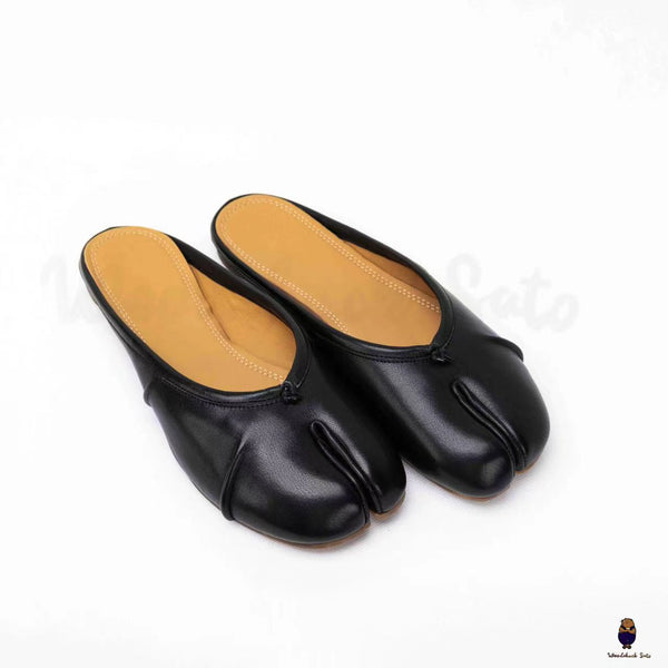 WoodChuckSato Scarpe da sabot da balletto in pelle "invecchiate" Tabi nere da uomo con punta divisa taglie EU 35-45