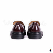 WoodChuckSato Mocassins Tabi bordeaux en cuir de vache à bout fendu avec semelle épaisse à crampons pour homme et femme, tailles EU 35-47