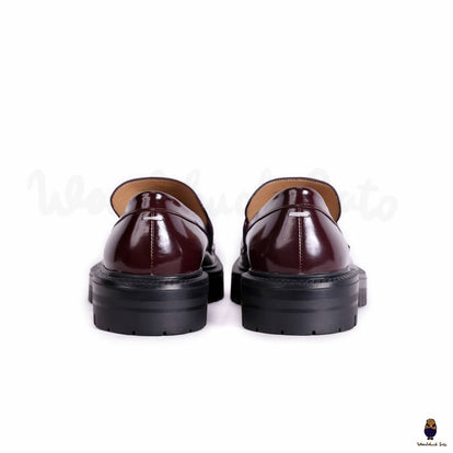 WoodChuckSato Women's Men's Burgundy Tabi Split-Toe Cow