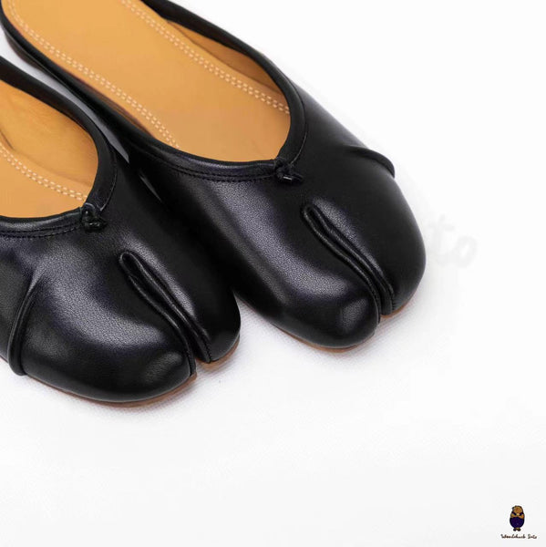 WoodChuckSato Scarpe da sabot da balletto in pelle "invecchiate" Tabi nere da uomo con punta divisa taglie EU 35-45