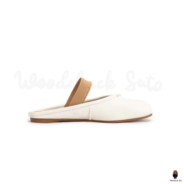 WoodChuckSato Zapatos de ballet tipo mula de cuero "envejecido" con punta dividida y tabi blanco para hombre y mujer con banda elástica Tallas EU 35-45
