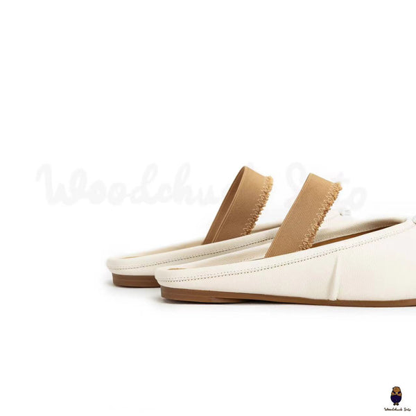 WoodChuckSato Zapatos de ballet tipo mula de cuero "envejecido" con punta dividida y tabi blanco para hombre y mujer con banda elástica Tallas EU 35-45