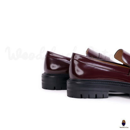 WoodChuckSato Women's Men's Burgundy Tabi Split-Toe Cow