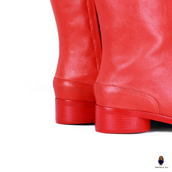 WoodChuckSato Stivali da Uomo in Pelle di Mucca con Punta Divisa Tabi Rosso Brillante da Donna con Altezza Tacco di 3 cm Taglie EU 35-48