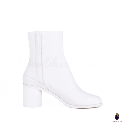 WoodchuckSato Japanese White Cow Leather Tabi Ankle Boots 6 cm