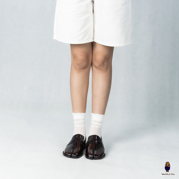 WoodchuckSato Espresso Brown Edge-Beaded Cow Leather Tabi Loafers with Penny Strap Sizes 35 to 47