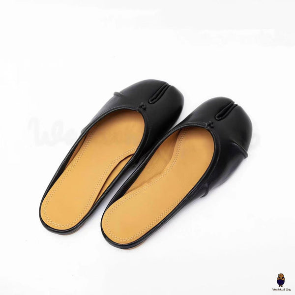 WoodChuckSato Scarpe da sabot da balletto in pelle "invecchiate" Tabi nere da uomo con punta divisa taglie EU 35-45