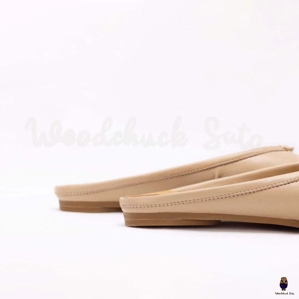 WoodChuckSato Zapatos tipo mula de ballet de cuero "envejecido" con puntera dividida y tabi beige para hombre, tallas EU 35-45