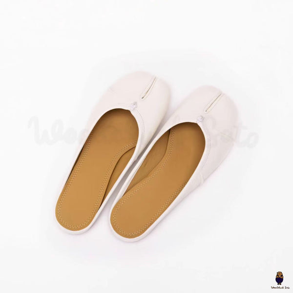 WoodChuckSato Scarpe da sabot da balletto in pelle "invecchiata" Tabi bianche da uomo con punta divisa taglie EU 35-45