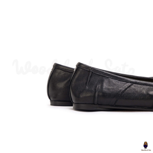 WoodChuckSato Women's Men's Black Tabi Split-Toe "Distressed" Leather Ballet Flats Sizes EU 35-45