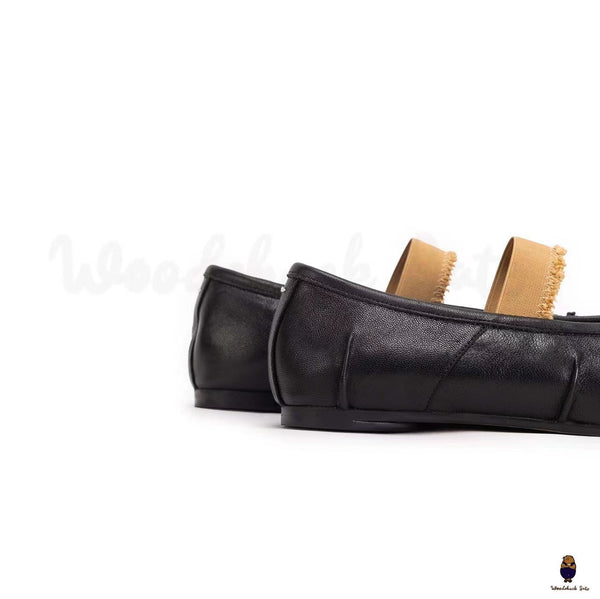 WoodChuckSato Ballerine Tabi da Uomo in Pelle Nera con Punta Divisa "Invecchiata" da Donna con Fascia Elastica Taglie EU 35-45