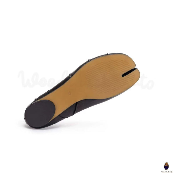 WoodChuckSato Ballerine Tabi da Uomo in Pelle Nera con Punta Divisa "Invecchiata" da Donna con Fascia Elastica Taglie EU 35-45