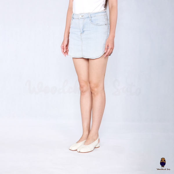WoodchuckSato White Leather Fold Tabi Slingback Shoes with 3 cm Heel