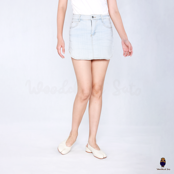 WoodchuckSato White Leather Fold Tabi Slingback Shoes with 3 cm Heel