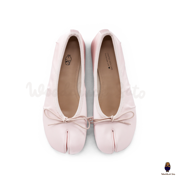 WoodchuckSato Pink Vegan Bow Tabi Ballet Flats
