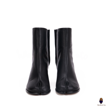WoodChuckSato Bottes Tabi noires en cuir de vache à bout fendu pour homme et femme avec hauteur de talon de 6 cm, tailles EU 35-48