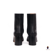 WoodChuckSato Bottes Tabi noires en cuir de vache à bout fendu pour homme et femme avec hauteur de talon de 6 cm, tailles EU 35-48