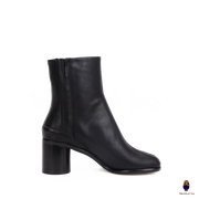 WoodChuckSato Bottes Tabi noires en cuir de vache à bout fendu pour homme et femme avec hauteur de talon de 6 cm, tailles EU 35-48