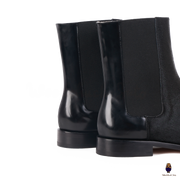 WoodChuckSato Damen Herren schwarze Tabi Split-Toe Rindsleder Pferdehaar elastische Stiefel Größen EU 35-47