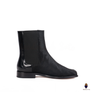 WoodChuckSato Damen Herren schwarze Tabi Split-Toe Rindsleder Pferdehaar elastische Stiefel Größen EU 35-47