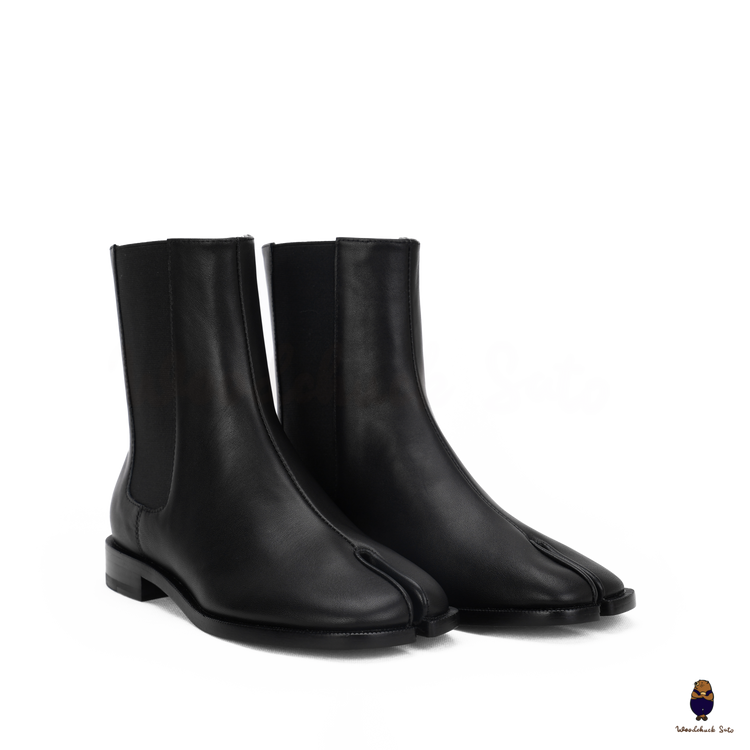 WoodchuckSato Japanese Black Cow Leather Tabi Elastic Chelsea WoodchuckSato Japanese Black Cow Leather Tabi Elastic Chelsea
