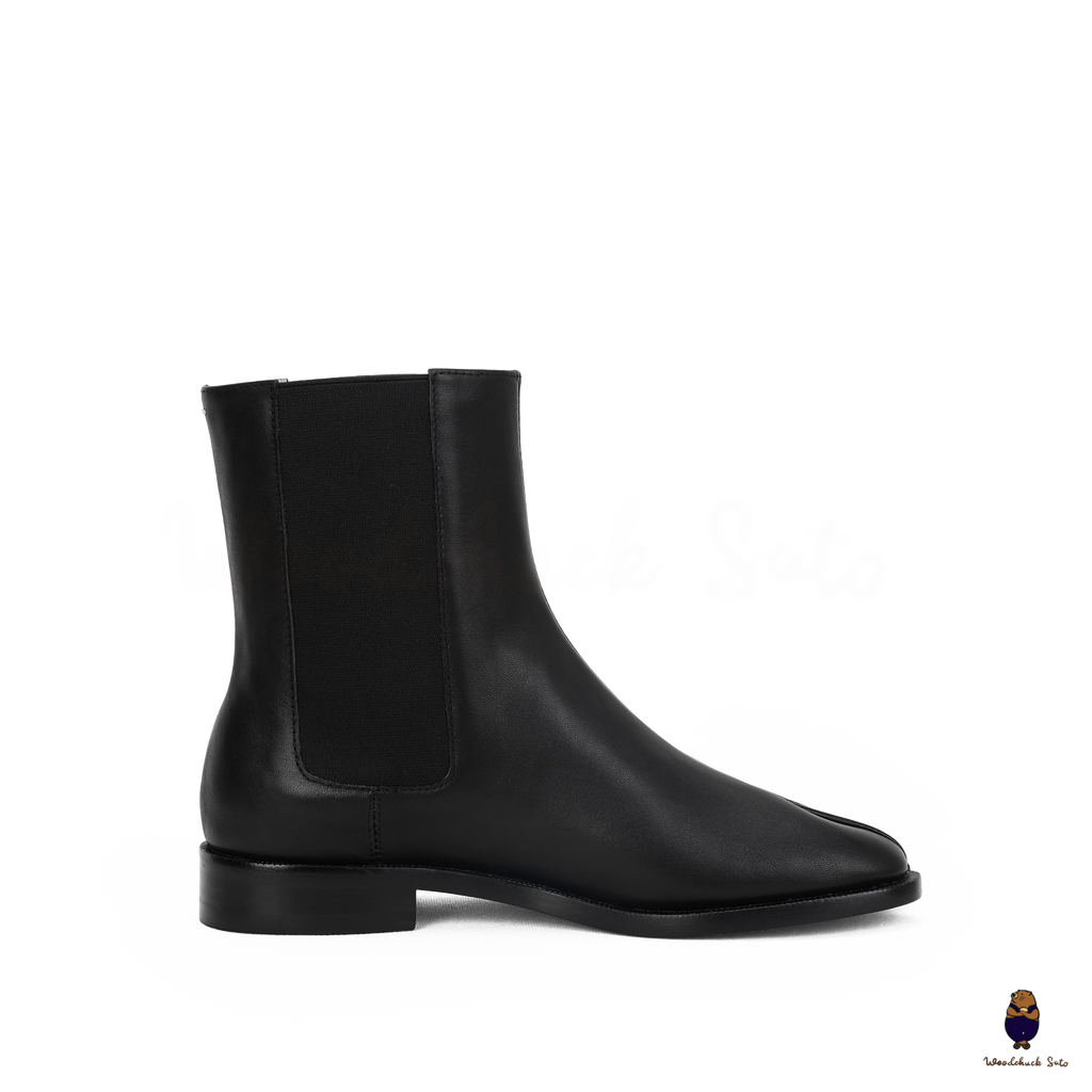 WoodchuckSato Japanese Black Cow Leather Tabi Elastic Chelsea WoodchuckSato Japanese Black Cow Leather Tabi Elastic Chelsea