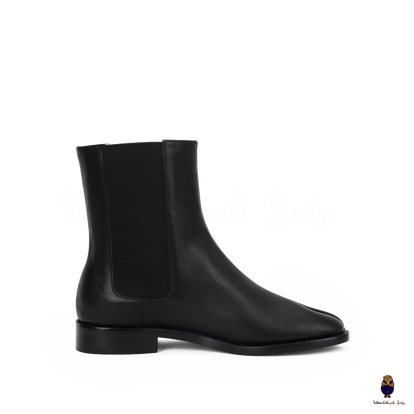 WoodchuckSato Japanese Black Cow Leather Tabi Elastic Chelsea