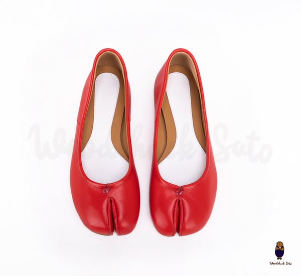 Unisex-Tabi-Sandalen aus rotem Leder, Größe 35-45