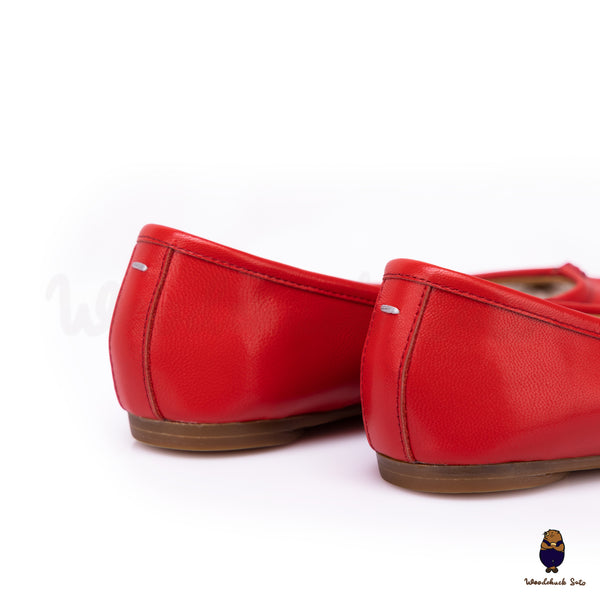 Unisex red leather tabi sandals size 35-45
