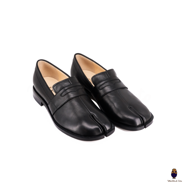 WoodchuckSato Classic Black Leather Tabi Penny Loafers