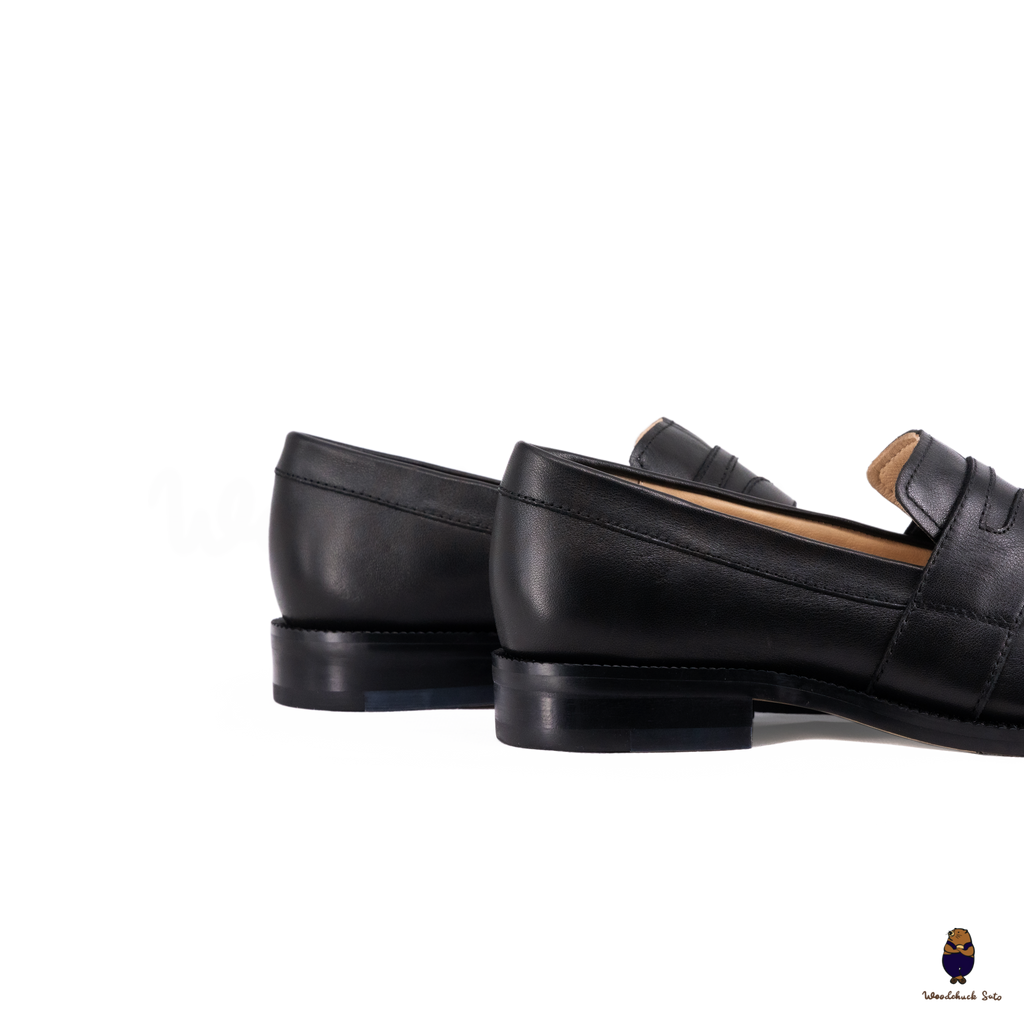 WoodchuckSato Black Matte Cow Leather Penny Strap Tabi Split-toe WoodchuckSato Black Matte Cow Leather Penny Strap Tabi Split-toe