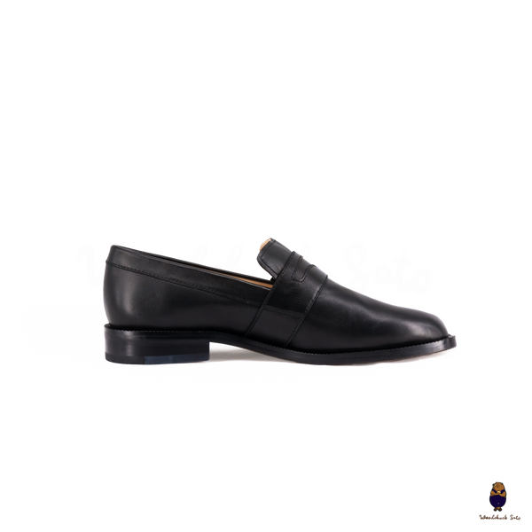 WoodchuckSato Black Matte Cow Leather Penny Strap Tabi Split-toe WoodchuckSato Black Matte Cow Leather Penny Strap Tabi Split-toe