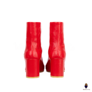 WoodChuckSato Stivali da Uomo in Pelle di Mucca con Punta Divisa Tabi Rosso Brillante da Uomo con Altezza Tacco 8 cm Taglie EU 35-48