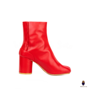 WoodChuckSato Stivali da Uomo in Pelle di Mucca con Punta Divisa Tabi Rosso Brillante da Uomo con Altezza Tacco 8 cm Taglie EU 35-48