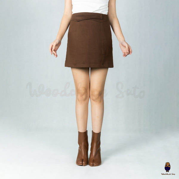 WoodchuckSato Brown Cow Leather Tabi Ankle Boots with 8 cm Heel