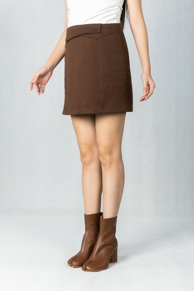 WoodchuckSato Brown Cow Leather Tabi Ankle Boots with 8 cm Block Heel