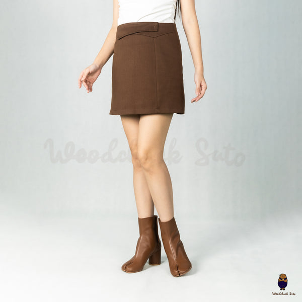 WoodchuckSato Brown Cow Leather Tabi Ankle Boots with 8 cm Heel