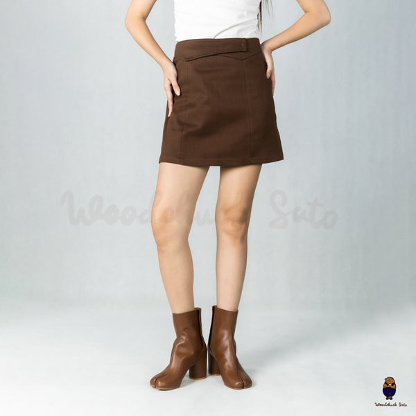 WoodchuckSato Brown Cow Leather Tabi Ankle Boots with 8 cm Heel