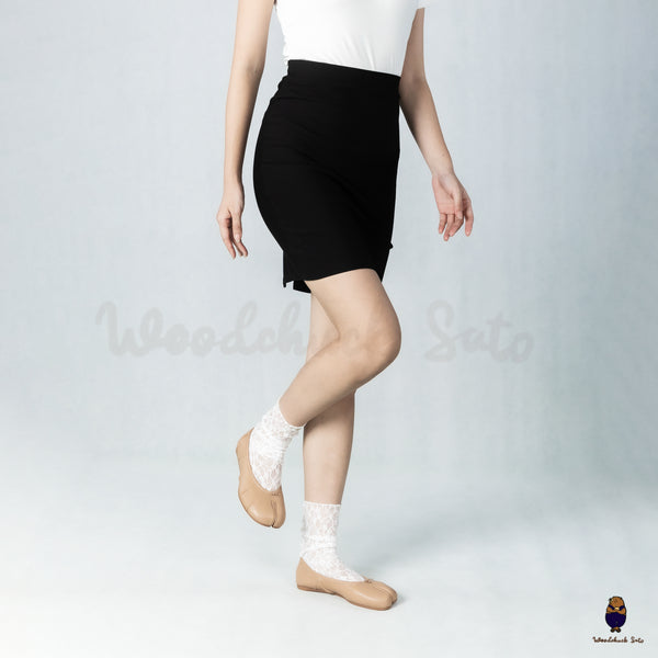 WoodchuckSato Nude Leather Tabi Ballet Flats with Ruched