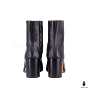 WoodChuckSato Botas de cuero de vaca Tabi con punta dividida y tacón de 8 cm de altura para hombre, color negro, tallas EU 35-48