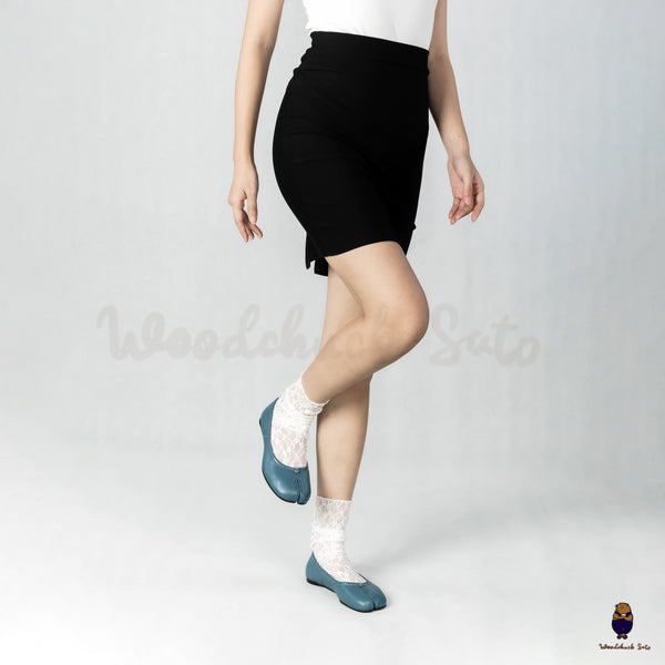 WoodchuckSato Blue Sheep Leather Split-Toe Ballet Flat