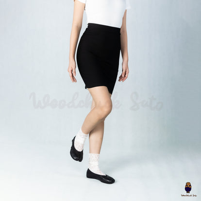WoodchuckSato Black Leather Split-Toe Tabi Fold Ballerina Ballet
