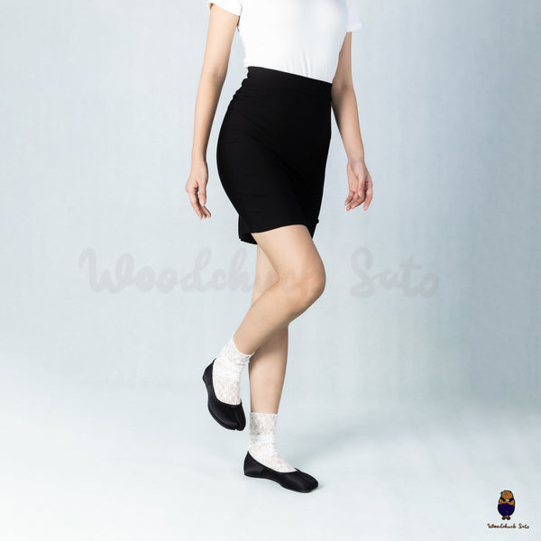 WoodchuckSato Black Silk Fabric Tabi Ballet Flats