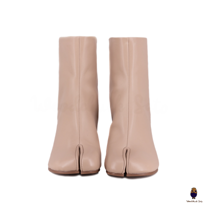 WoodChuckSato Women's Men's Beige Tabi Split-Toe Cow Leather
