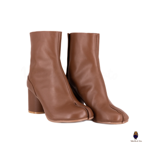 WoodChuckSato レディース メンズ ライトタン 足袋 スプリットトゥ 牛革ブーツ ヒール高さ 8cm サイズ EU 35-48