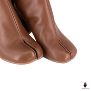 WoodChuckSato レディース メンズ ライトタン 足袋 スプリットトゥ 牛革ブーツ ヒール高さ 8cm サイズ EU 35-48