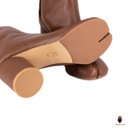 WoodChuckSato レディース メンズ ライトタン 足袋 スプリットトゥ 牛革ブーツ ヒール高さ 8cm サイズ EU 35-48