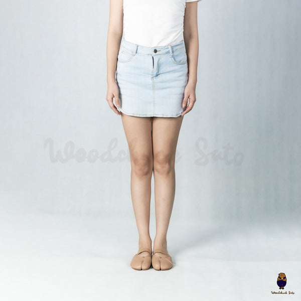WoodchuckSato Nude Leather Tabi Slip-On Flats with Beige Elastic Strap & Ruched
