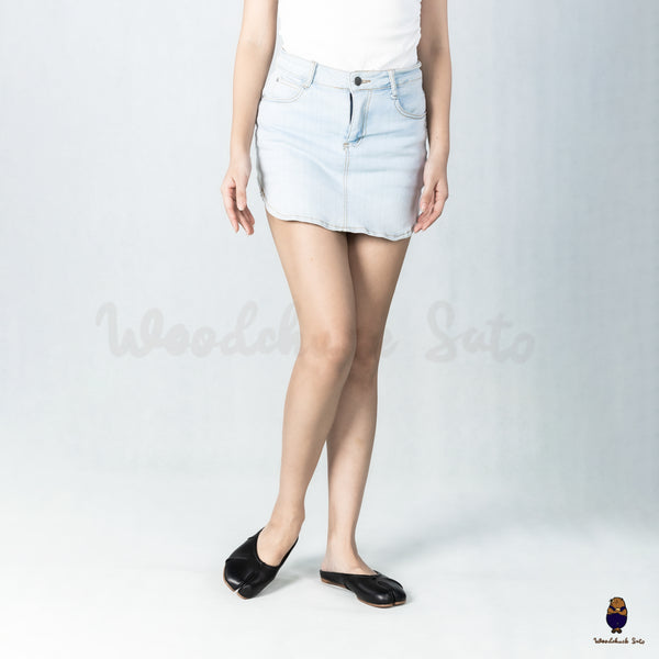 WoodchuckSato Black Leather Tabi Mules with Ruched