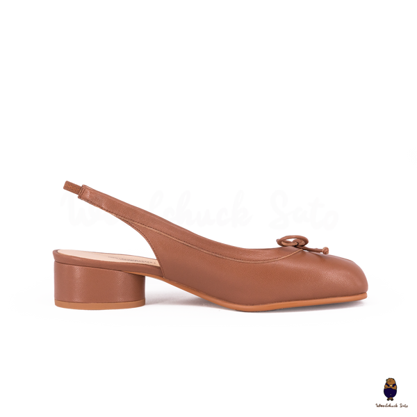 WoodChuckSato Brown Tabi Split-Toe Sheep Leather Summer Sandals with Low Heels & Elastic Band Sizes EU 35-45